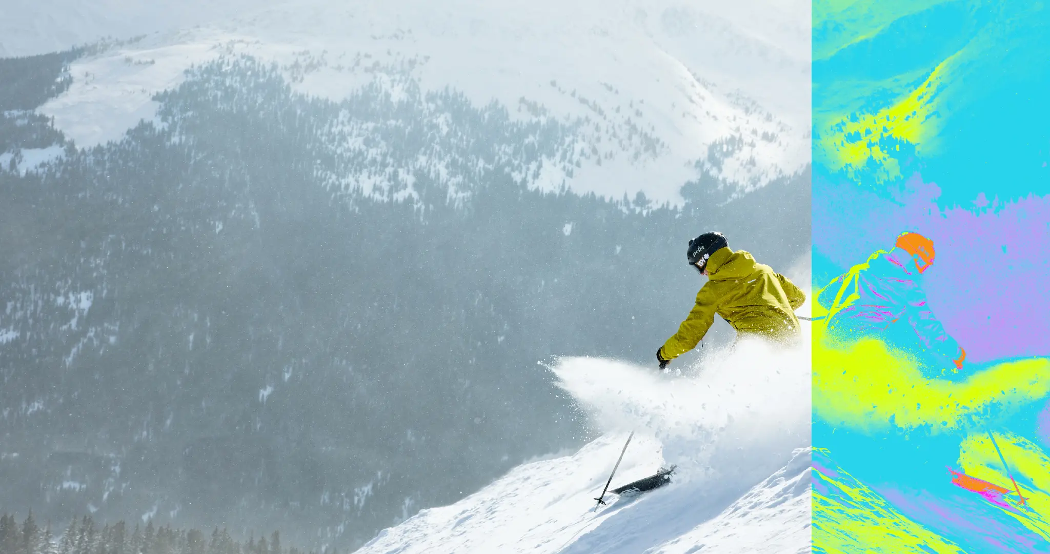 skier in powder, Copper brand filter